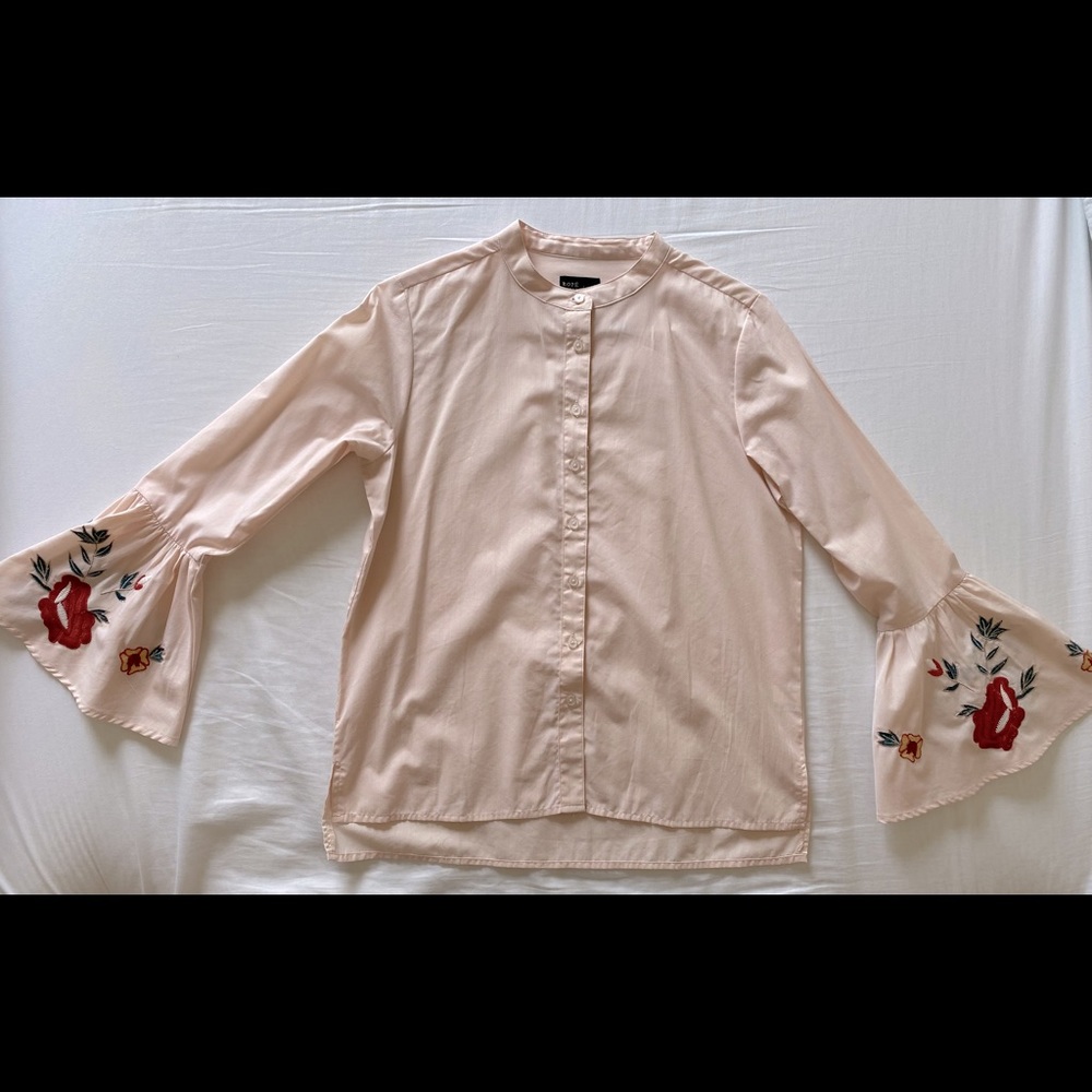 Unique Floral Button-Up Blouse, Size S